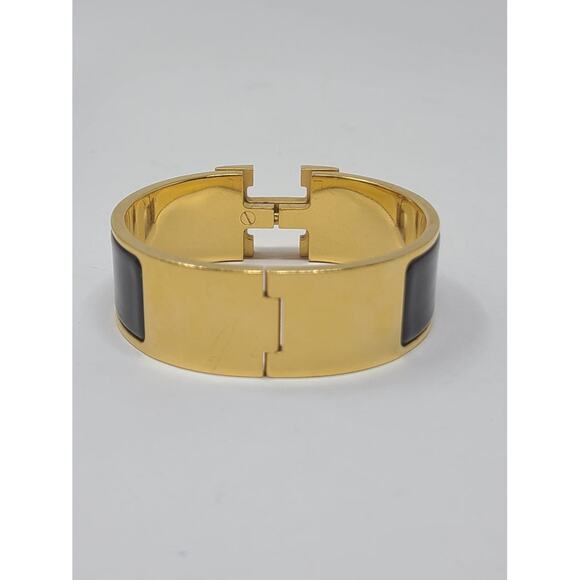 Hermès Black Enamel 18k Gold Plated Clic Clac H bracelet - Picture 8 of 10